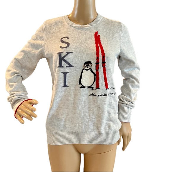 Abercrombie And Fitch Penguin Ski Cotton Blend Logo Sweater - Picture 2 of 6